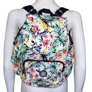 Kipling Backpack Womens Floral Multi-Color Canvas Adjustable Straps Jungle Monke
